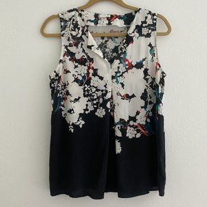 ECRU Silk Floral Sleeveless Top